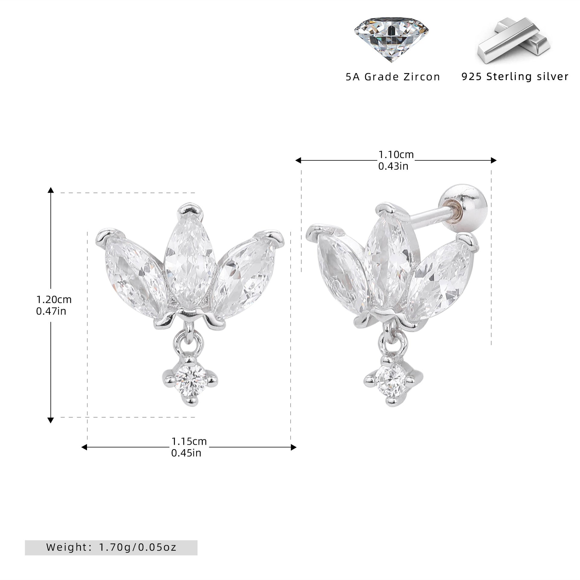 Damen Ohrhänger mit luxuriösem Zirkon-Besatz aus hochwertigem 925 Sterling Silber Shop Nory