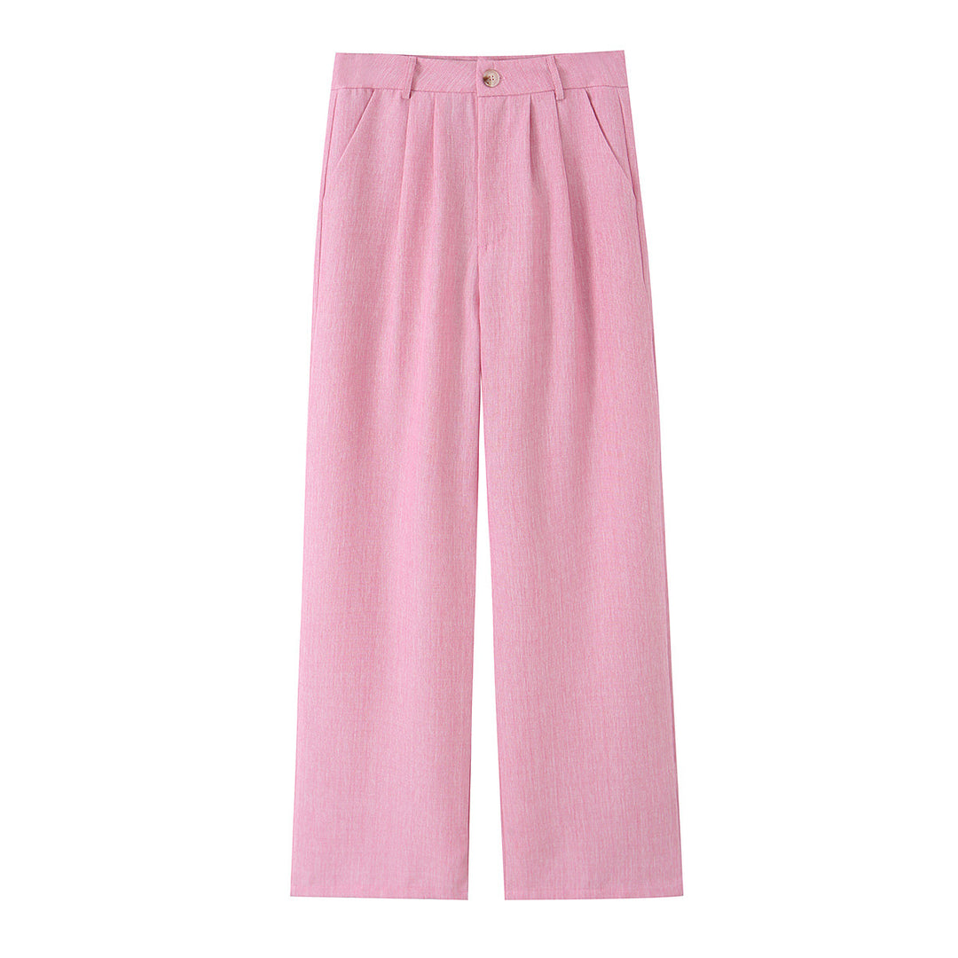 Damen Zweiteiliges Kurzblazer- und hochtailliertes Weitbein-Hosen-Set Shop Nory