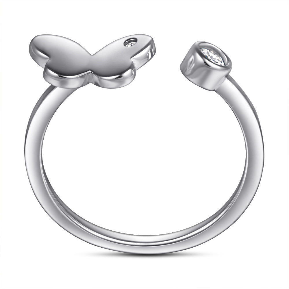 Damen Ring mit filigranem Schmetterlingsdesign und funkelndem Stein Shop Nory