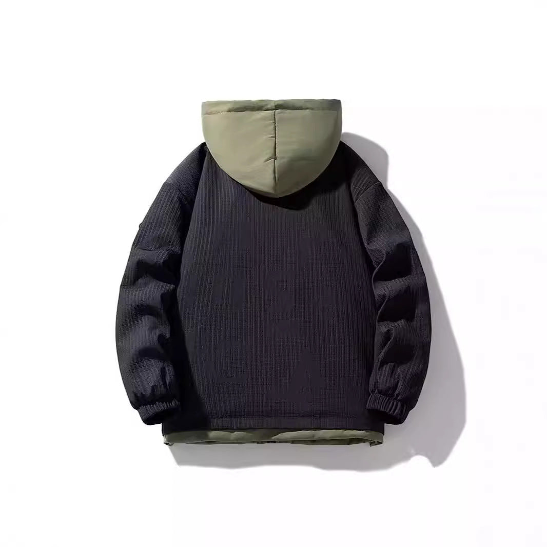 Herren Gefütterte Kapuzenjacke mit grafischem Print, Teddy-Innenfutter und winddichter Außenhülle Shop Nory