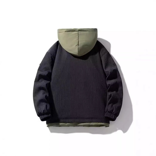 Herren Gefütterte Kapuzenjacke mit grafischem Print, Teddy-Innenfutter und winddichter Außenhülle Shop Nory