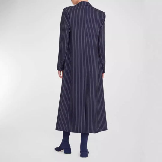 Damen Oversize Longline-Mantel im Nadelstreifen-Look mit Schlitz und Pattentaschen Shop Nory