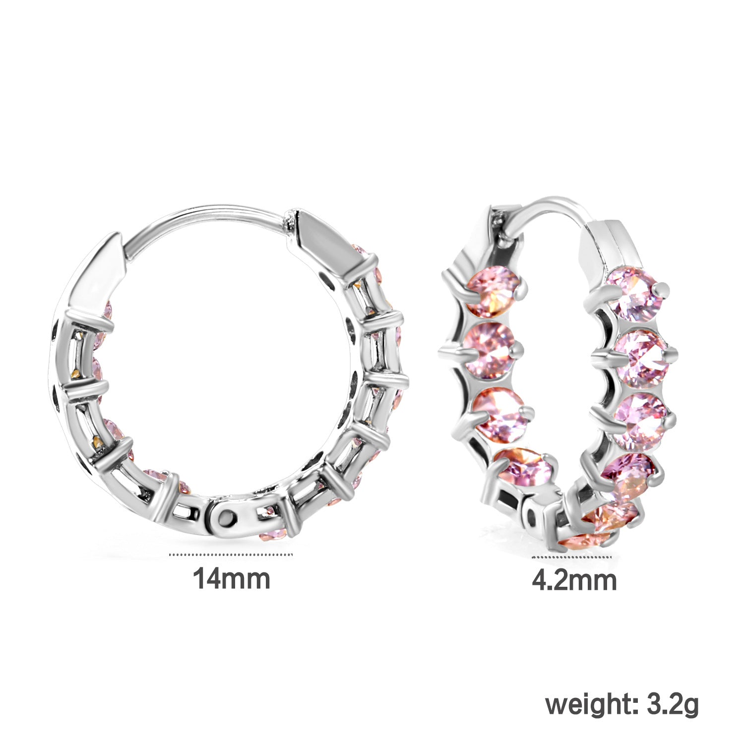 Damen Elegante Creolen mit funkelnden rosa Zirkonia Shop Nory