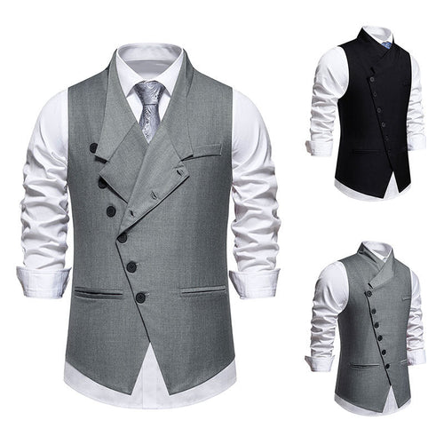 Herren elegante Anzugweste mit asymmetrischem Kragen und modernen Akzenten