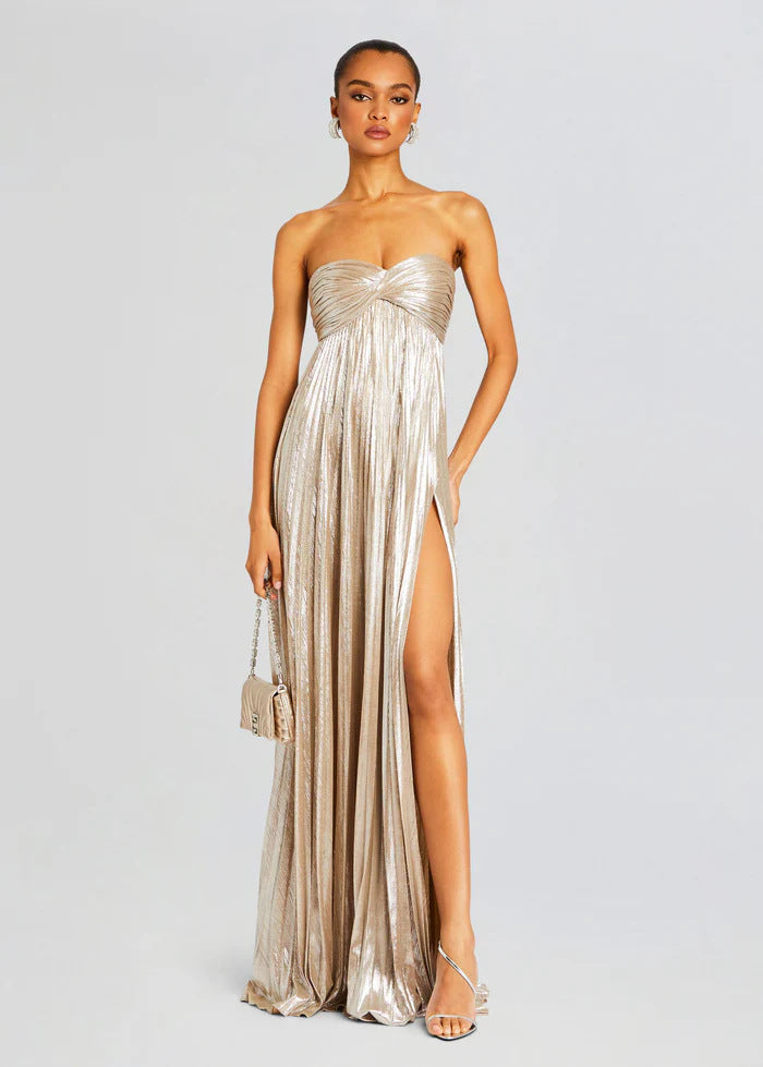 Damen Abendkleid mit schulterfreiem Design und elegantem Schlitz