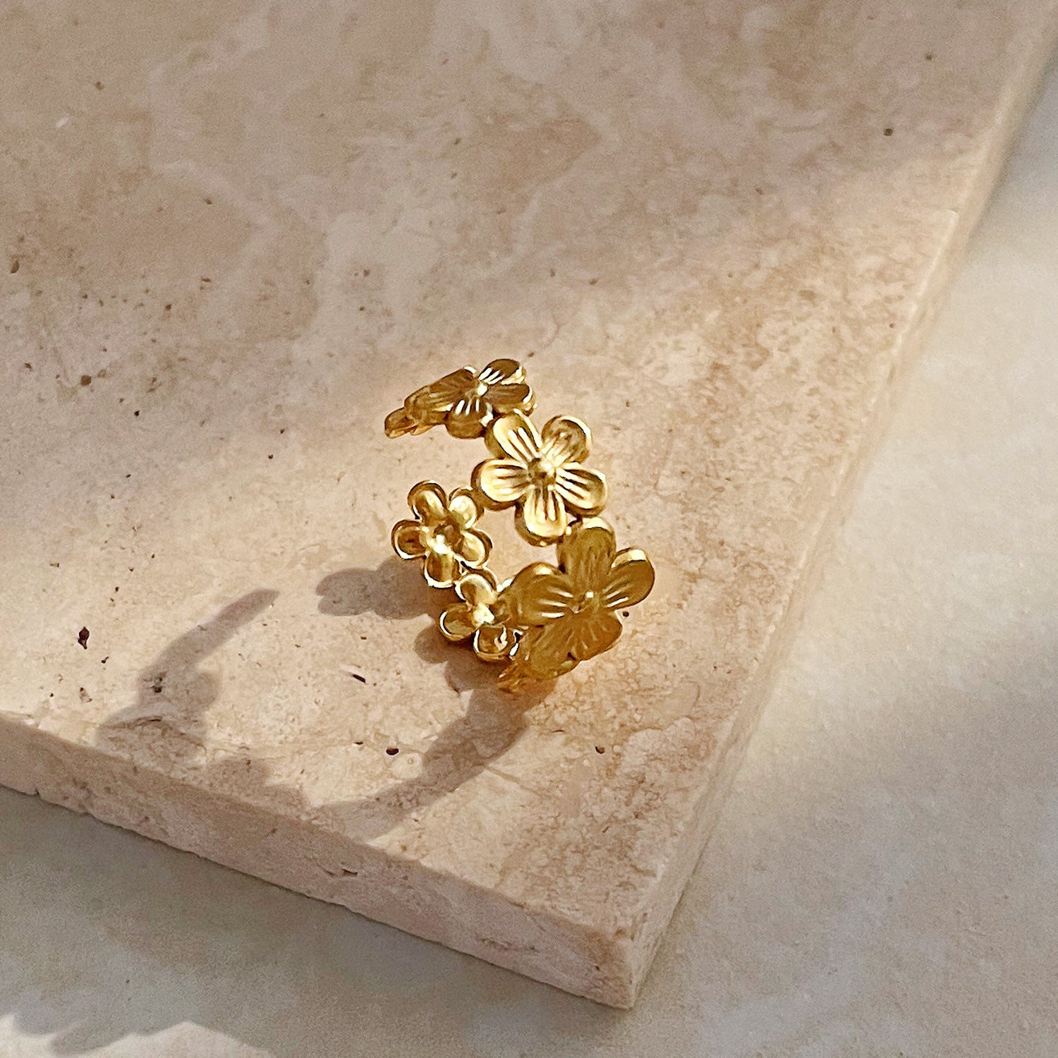 Damen Offener Ring mit floralen Motiven Shop Nory