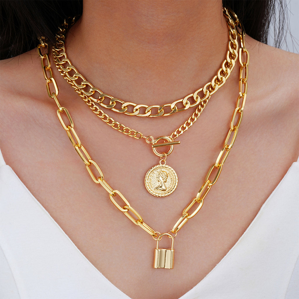 Damen mehrlagige Halskette mit eleganten Goldakzenten Shop Nory