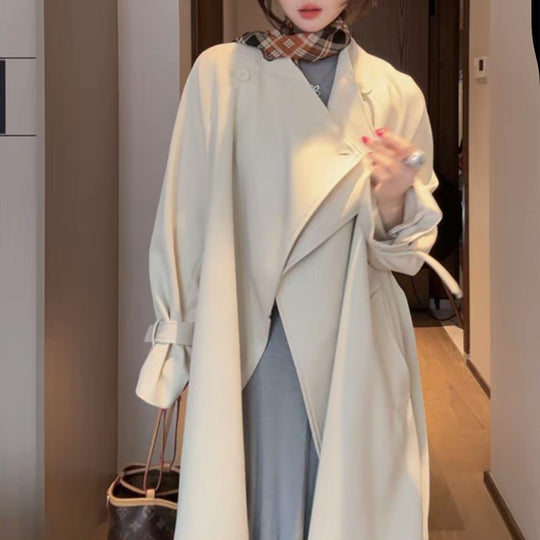 Damen Oversized Wickelmantel mit asymmetrischem Schnitt und verstellbaren Manschetten Shop Nory