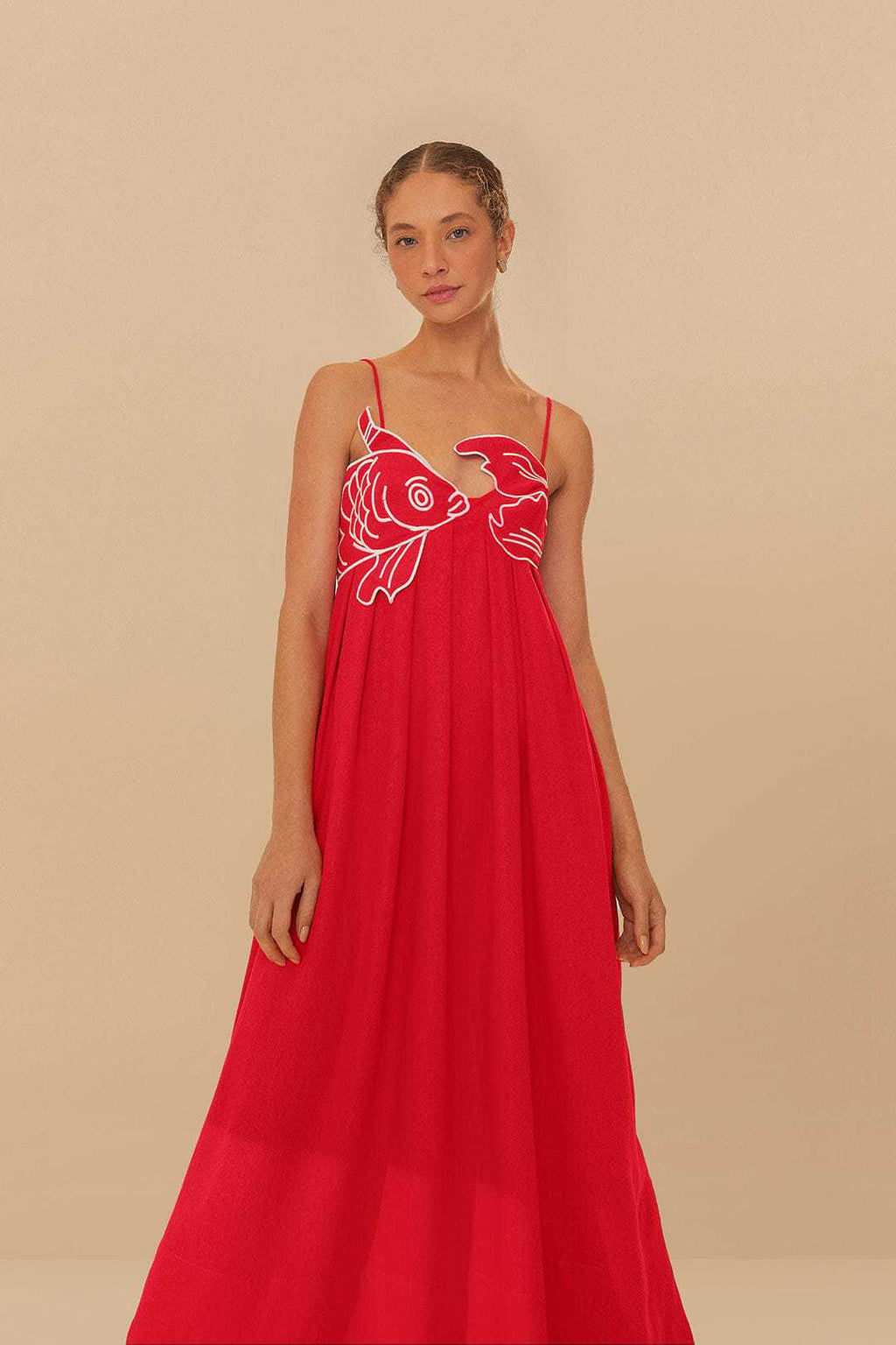 Damen Maxikleid mit kreativem Fischdesign