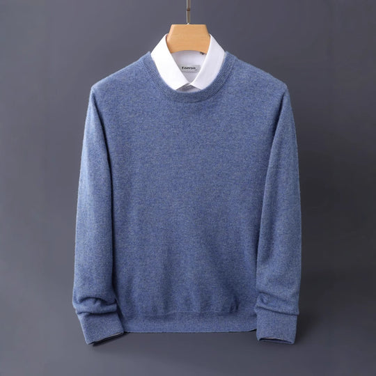 Herren Feiner Rundhals-Strickpullover in Kaschmir‑Optik mit gerippten Bündchen Shop Nory