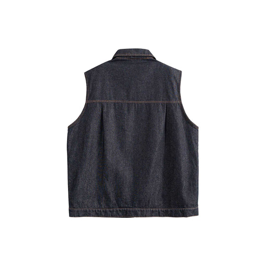 Herren Denim-Weste mit Reißverschluss, großen Pattentaschen und Karofutter Shop Nory