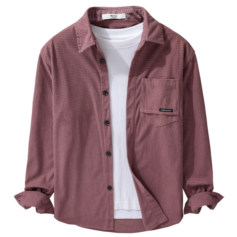 Herren Texturiertes Hemd-Overshirt mit Brusttasche, Knopfleiste und Waffelstruktur Shop Nory