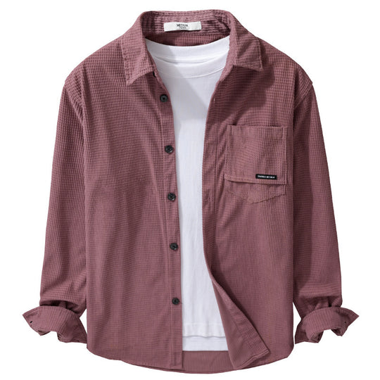 Herren Texturiertes Hemd-Overshirt mit Brusttasche, Knopfleiste und Waffelstruktur Shop Nory