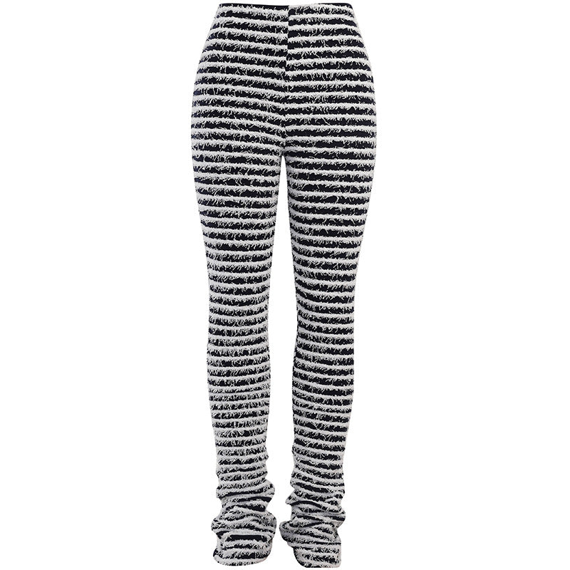 Damen Strukturierte Rippstrick-Hose mit hohem Bund und gerafften Beinenden Shop Nory