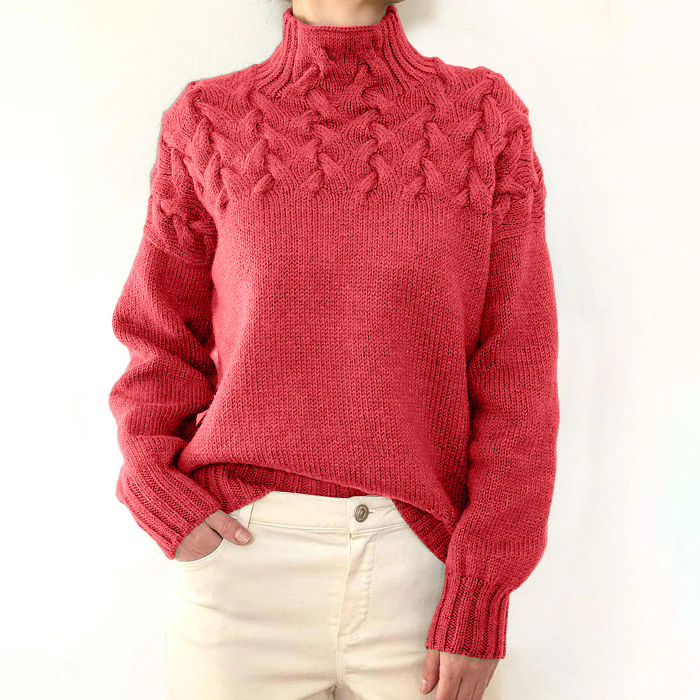 Damen nan Strickpullover mit Zopfstruktur und hohem Rollkragen Shop Nory