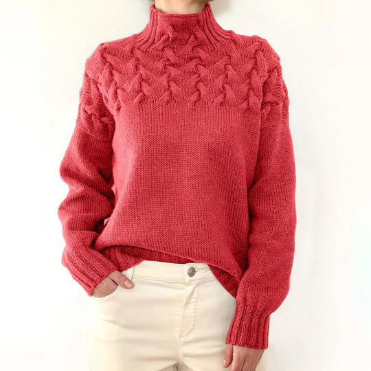 Damen nan Strickpullover mit Zopfstruktur und hohem Rollkragen Shop Nory