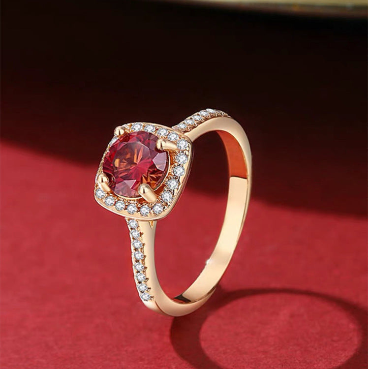 Damen Luxuriöser Hochzeitsring mit facettiertem Hauptstein und Zirkonia-Besatz Shop Nory