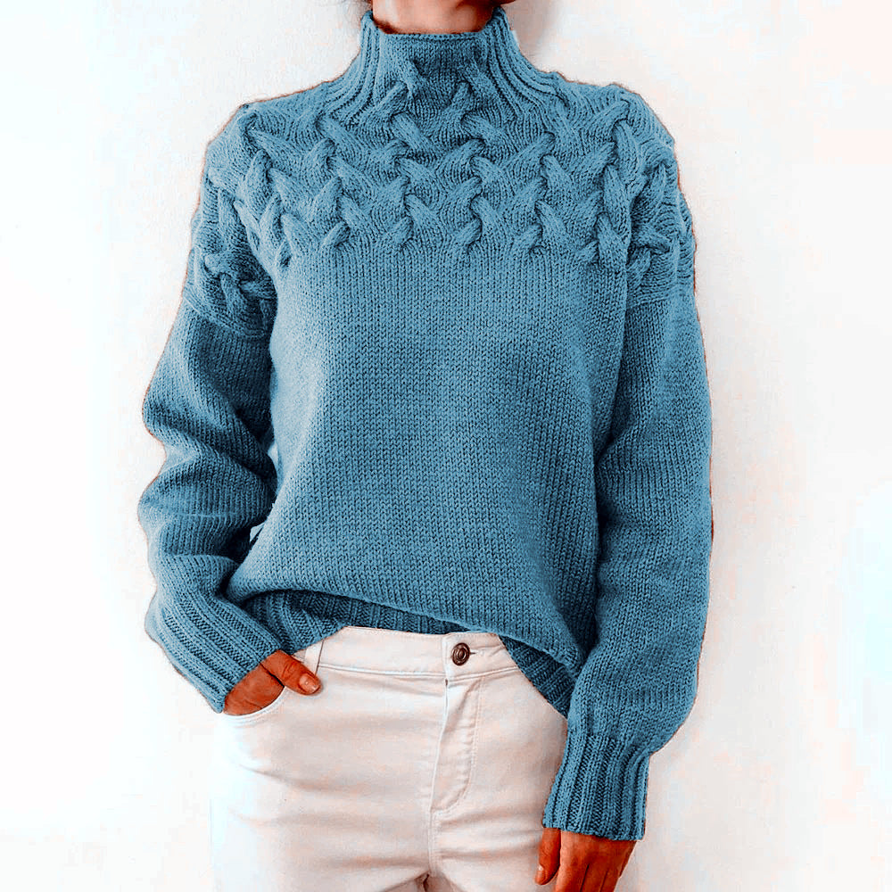 Damen nan Strickpullover mit Zopfstruktur und hohem Rollkragen Shop Nory