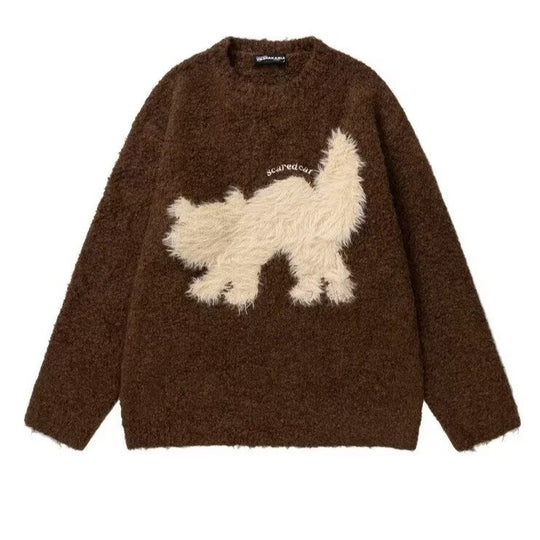 Damen Gemütlicher Pullover mit Effektgarn und Tiermotiv Shop Nory