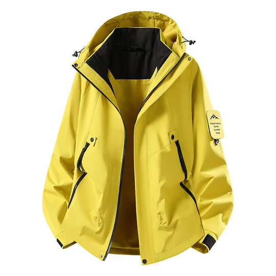 Herren Zwei-in-eins Wetterschutzjacke mit abnehmbarer Steppweste und verstellbarer Kapuze Shop Nory