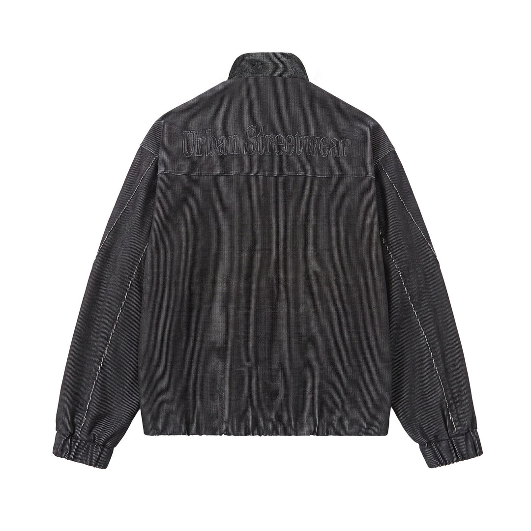 Unisex Kurzer Cord-Boxy‑Blouson mit Stehkragen, durchgehendem Reißverschluss und elastischem Saum Shop Nory