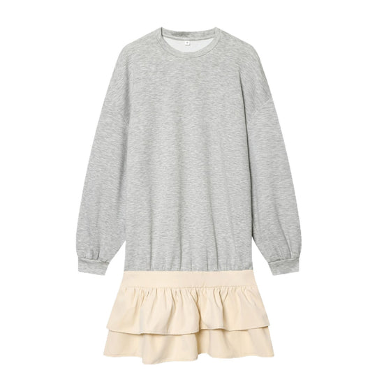 Damen Sweatshirt‑Kleid mit Stufenvolants und lockerem Oversize‑Schnitt Shop Nory