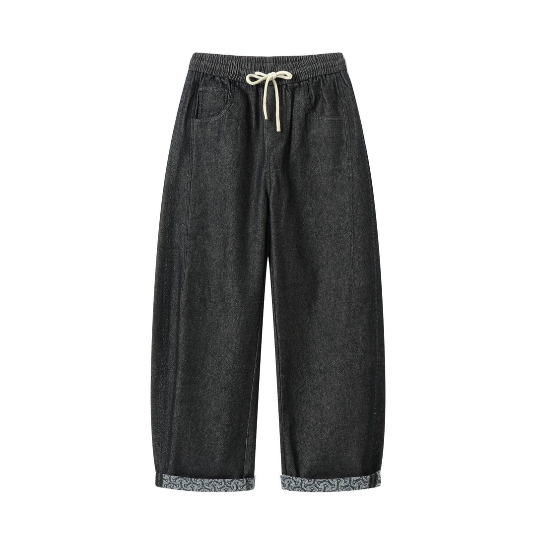 Damen Culotte-Jeans mit elastischem Tunnelzugbund und gemustertem Umschlag Shop Nory