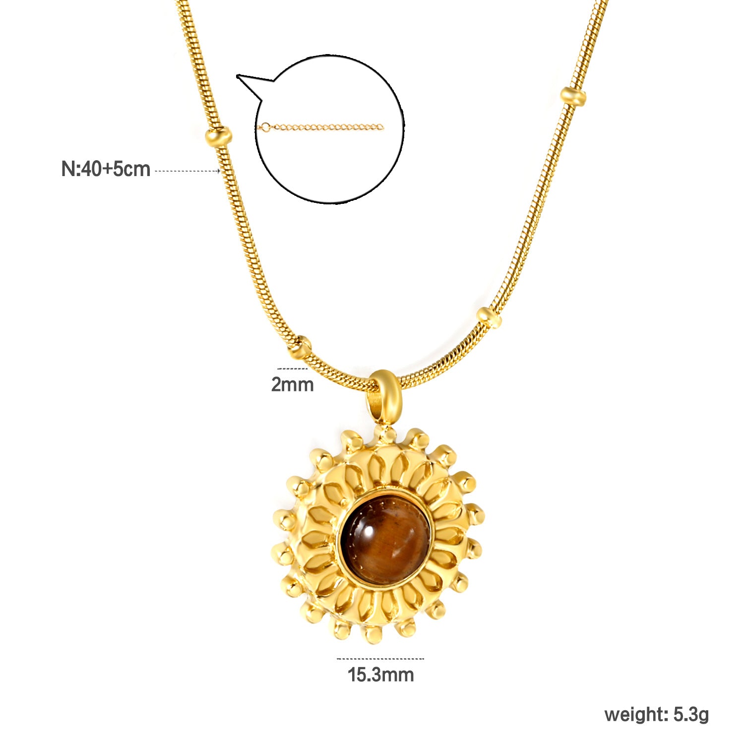 Damen Halskette mit kunstvollem Sonnenanhänger und verstellbarem Kettendesign Shop Nory