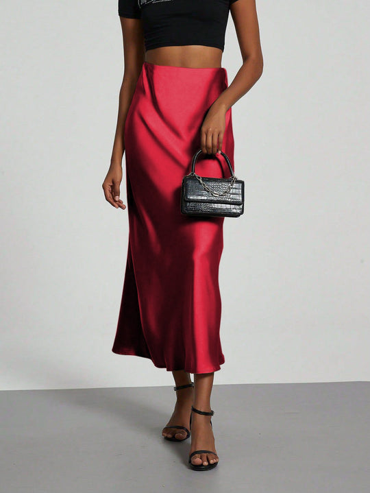 Damen Elegante und fließende Satin Maxiröcke