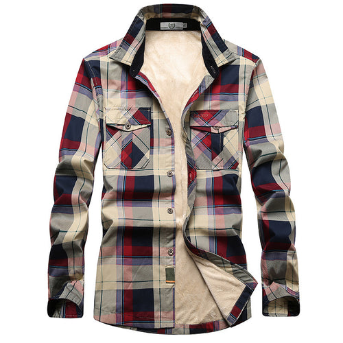 Herren Kariertes Thermo-Hemdjacke mit Teddyfleece-Innenfutter und Brustpattentaschen Shop Nory