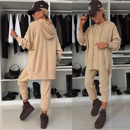 Damen oversized Kapuzenpullover und tapered Jogger Lounge-Set Shop Nory