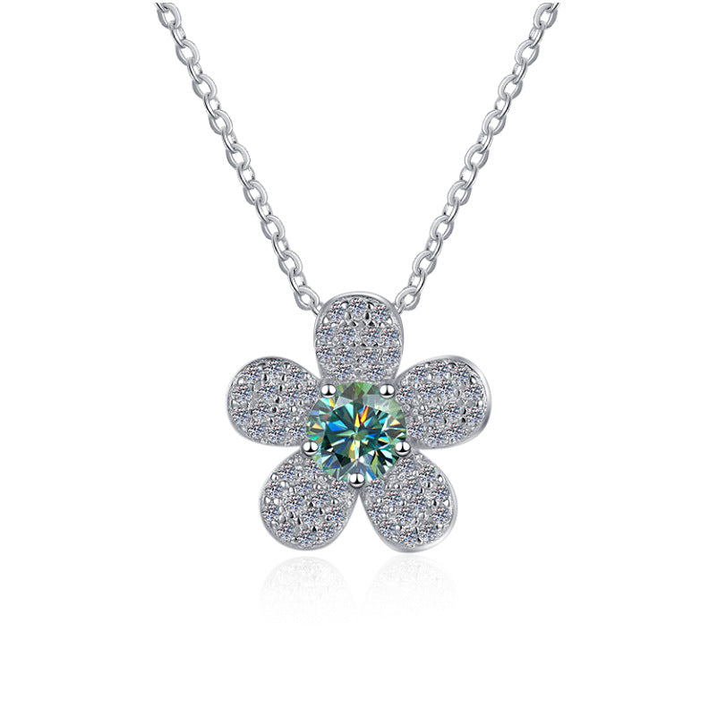 Damen Halskette mit floralen Anhänger und funkelnden Kristallen Shop Nory