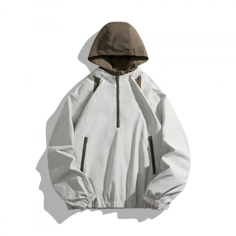 Unisex Oversize Halbzip-Kapuzenpullover mit Kontrastkapuze, Reißverschlusstaschen und elastischem Saum Shop Nory