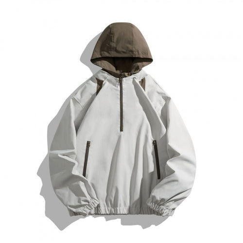 Unisex Oversize Halbzip-Kapuzenpullover mit Kontrastkapuze, Reißverschlusstaschen und elastischem Saum Shop Nory