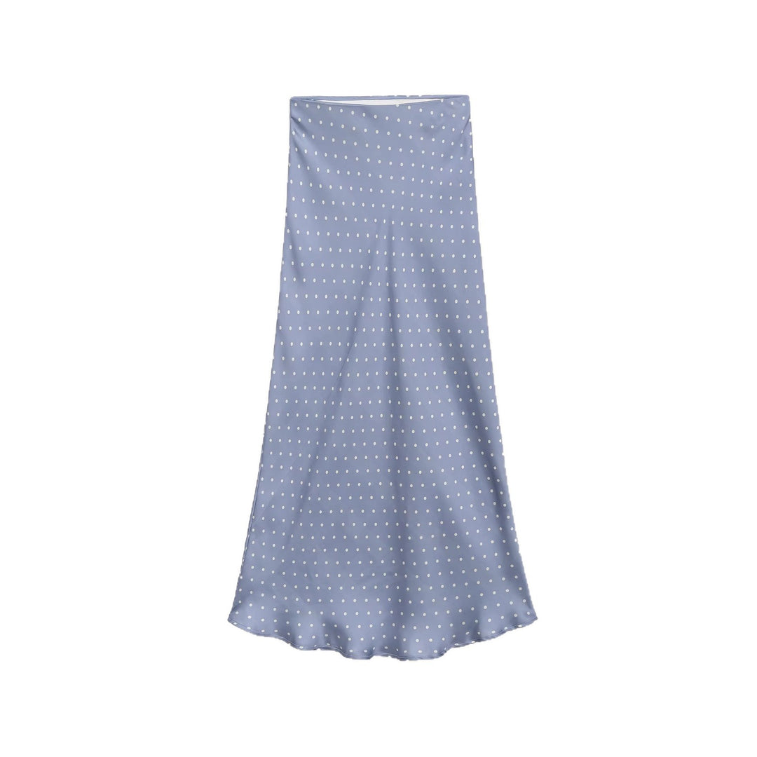 Damen Midi-Rock aus Satin im A-Linien-Schnitt mit hoher Taille und Polka-Dot-Print Shop Nory