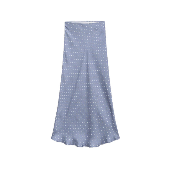 Damen Midi-Rock aus Satin im A-Linien-Schnitt mit hoher Taille und Polka-Dot-Print Shop Nory
