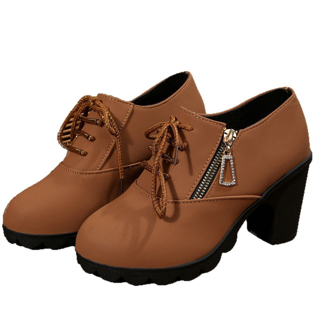 Damen Trendige Chelsea-Boots mit glattem Obermaterial und dekorativem Reißverschluss