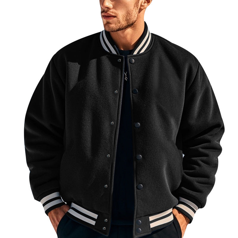 Herren nan klassische College-Baseballjacke mit elastischen Rippbündchen, Druckknopfleiste und aufgesetzten Taschen Shop Nory