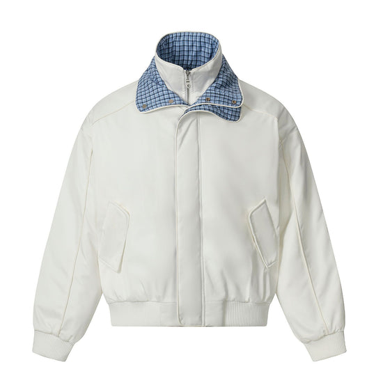 Unisex Kurzblouson mit hohem Doppelkragen und kariertem Innenfutter Shop Nory