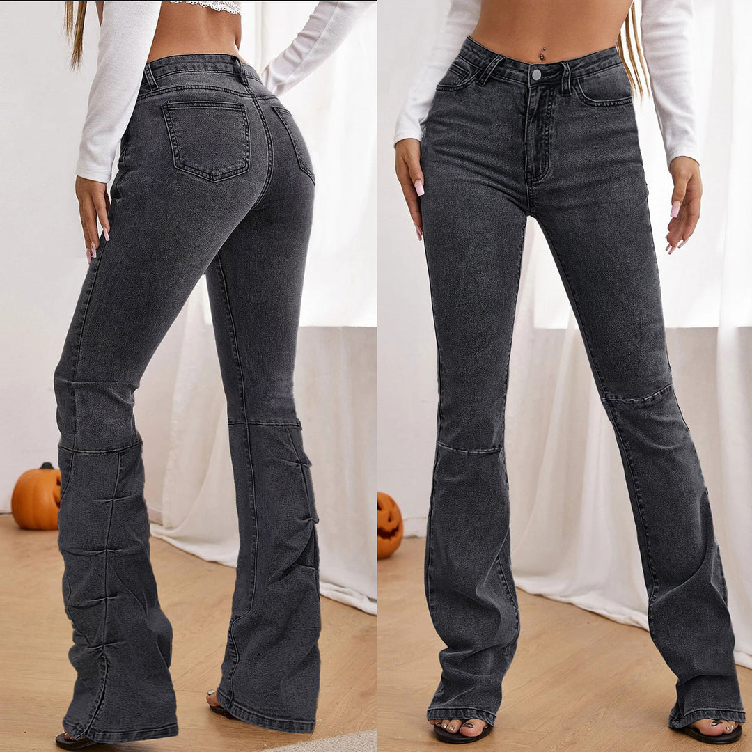 Damen Hochtaillierte Denim-Hose im Sculpting-Straight mit Knieabnähern Shop Nory