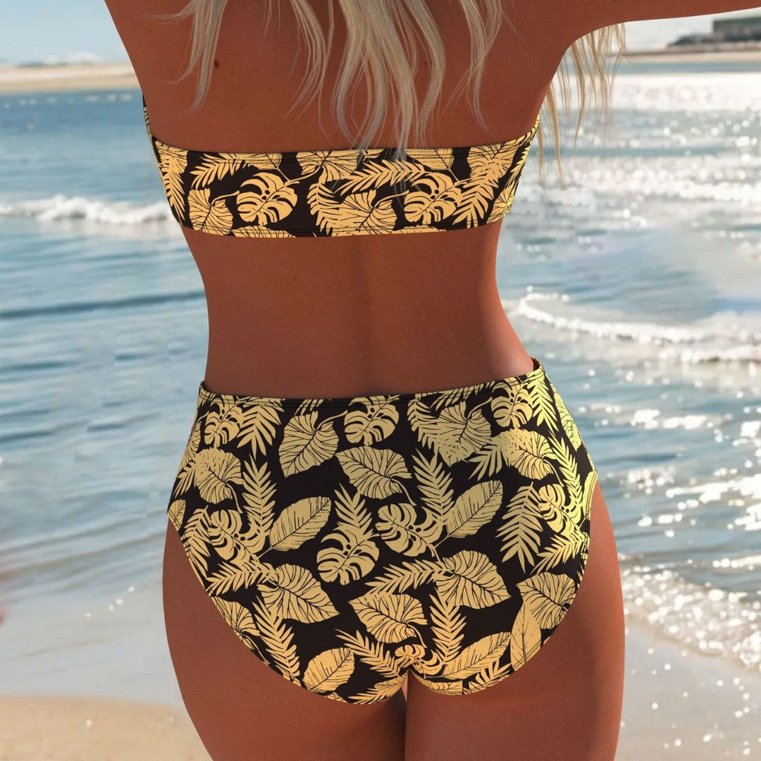 Damen Bikini-Set mit modischem Wellenmuster und verstellbaren Trägern Shopnory