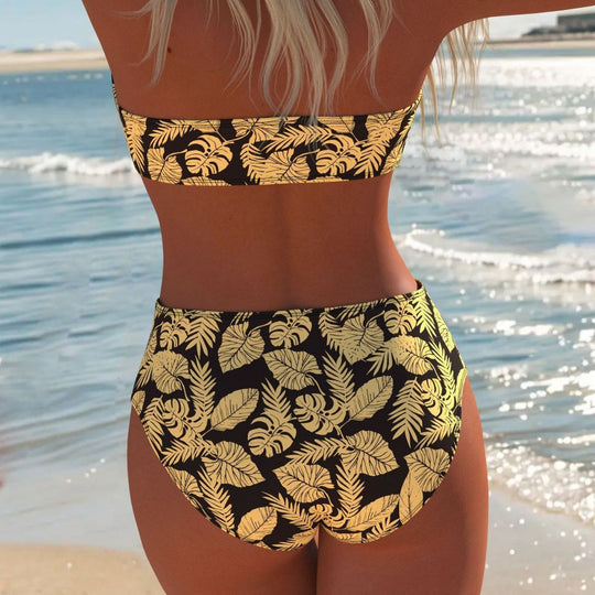 Damen Bikini-Set mit modischem Wellenmuster und verstellbaren Trägern Shopnory