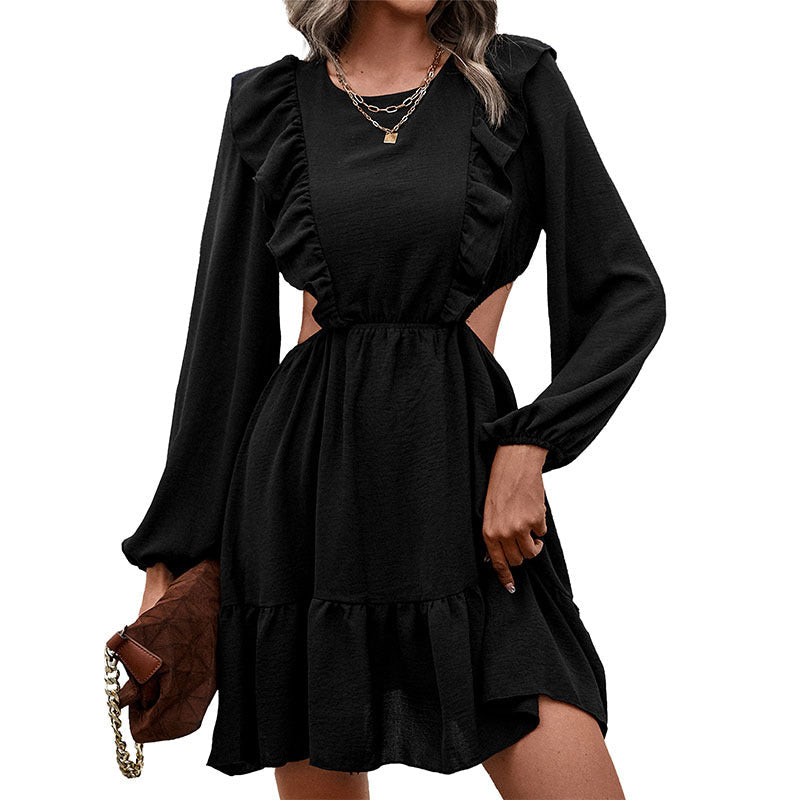 Damen Kurzkleid mit Cut-Outs, Volant‑Detail & Ballonärmeln Shop Nory