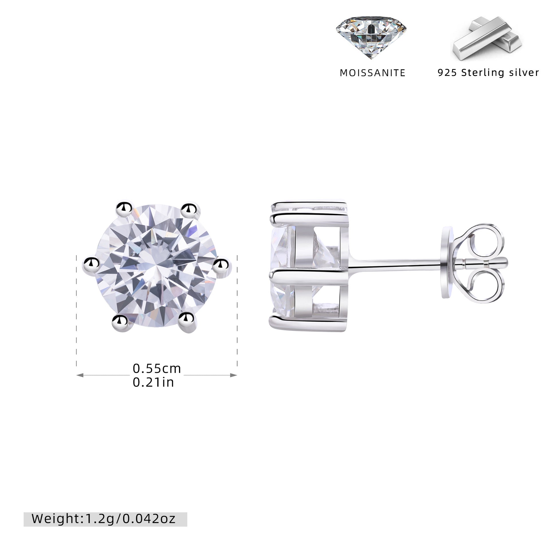 Damen Moissanit Ohrstecker aus 925 Sterling Silber Shop Nory
