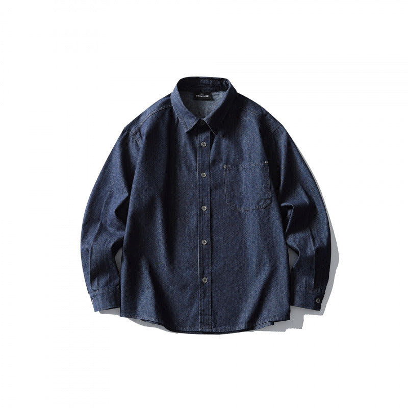 Herren Oversize-Denimhemd mit Brusttasche und klassischem Hemdkragen Shop Nory