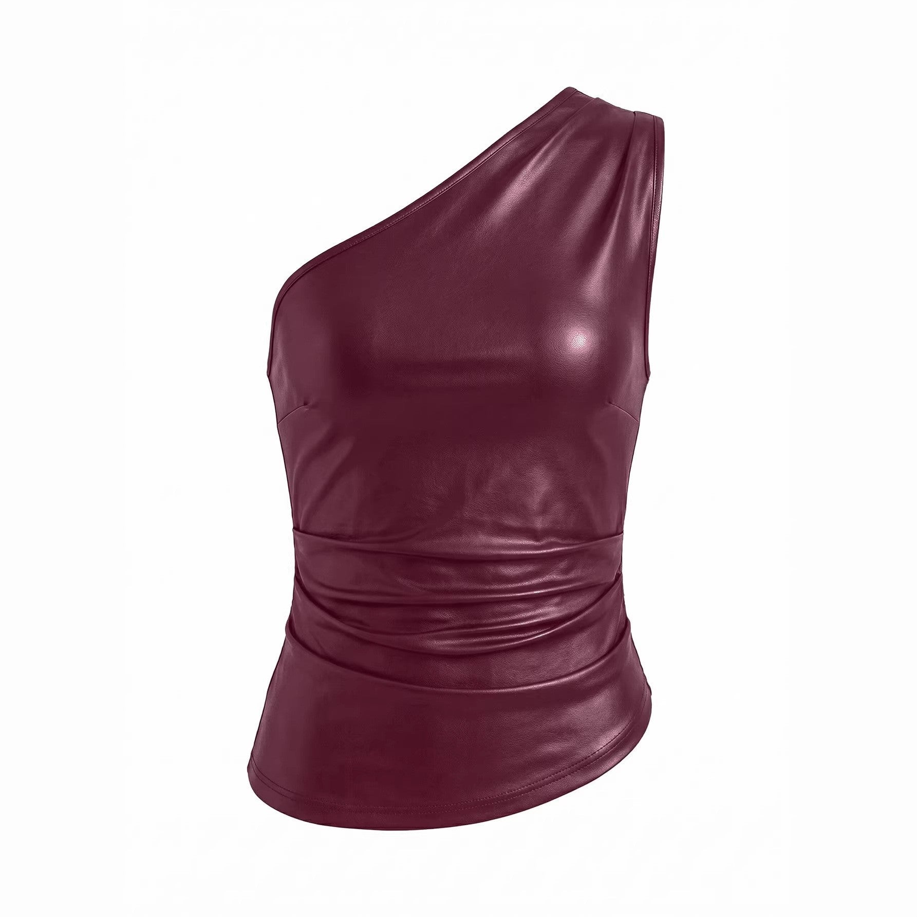 Damen asymmetrisches Top aus Kunstleder