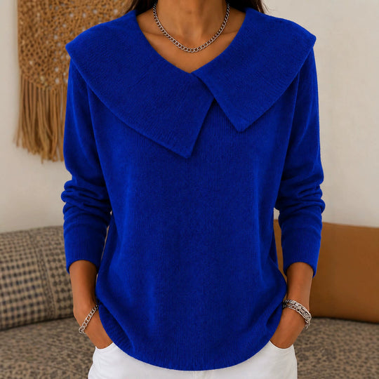 Damen Grobgestrickter Strickpullover mit übergroßem Matrosenkragen Shop Nory