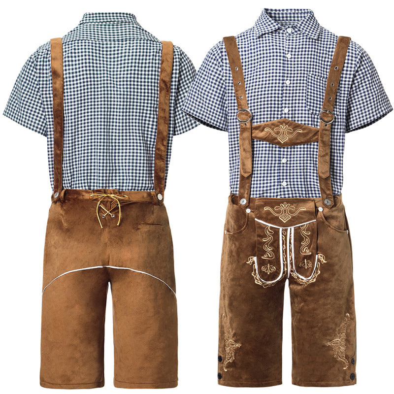 Herren nan traditionelle kurze Trachtenlederhose mit aufwendiger Stickerei und verstellbaren Trägern Shop Nory