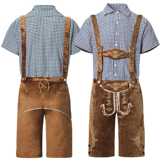 Herren nan traditionelle kurze Trachtenlederhose mit aufwendiger Stickerei und verstellbaren Trägern Shop Nory