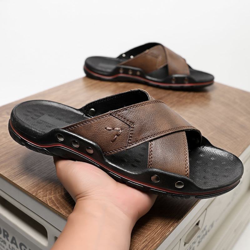 Herren Komfortable und modische Ledersandalen mit verstellbarem Riemensystem